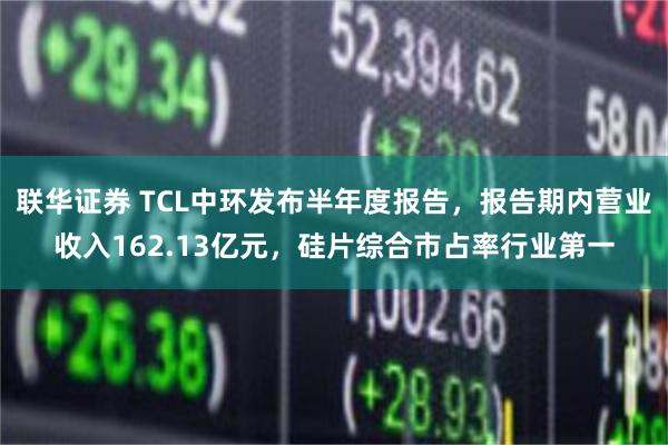 联华证券 TCL中环发布半年度报告，报告期内营业收入162.13亿元，硅片综合市占率行业第一