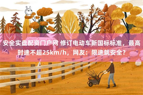 安全实盘配资门户网 修订电动车新国标标准，最高时速不超25km/h，网友：限速就安全？