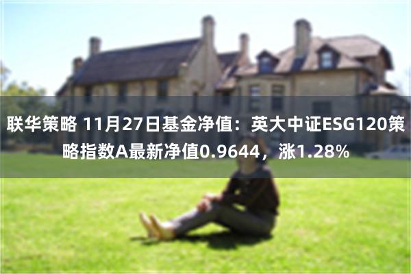 联华策略 11月27日基金净值：英大中证ESG120策略指数A最新净值0.9644，涨1.28%